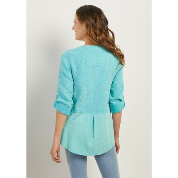 NWT Soft Surroundings Urban Escape Topper Jacket Blue Pockets Women Size M (A6) - Picture 9 of 9